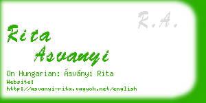 rita asvanyi business card