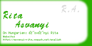 rita asvanyi business card